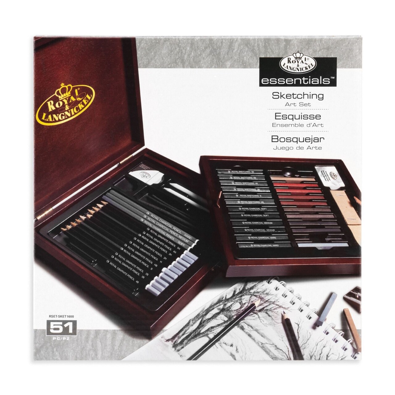 RSET-SKET1600 | Essentials™ 51pc Sketching Pencil Travel Art Set